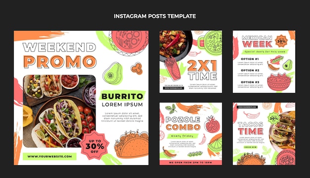 Platte ontwerp Mexicaans eten instagram post