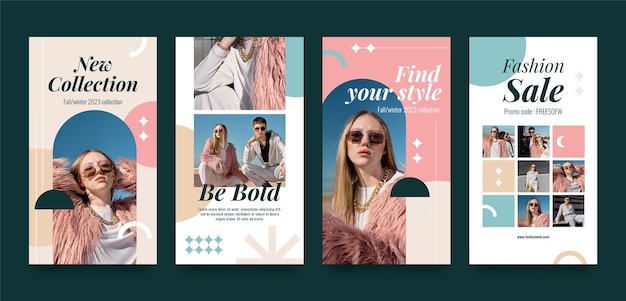 Platte ontwerp modecollectie instagram-verhalen