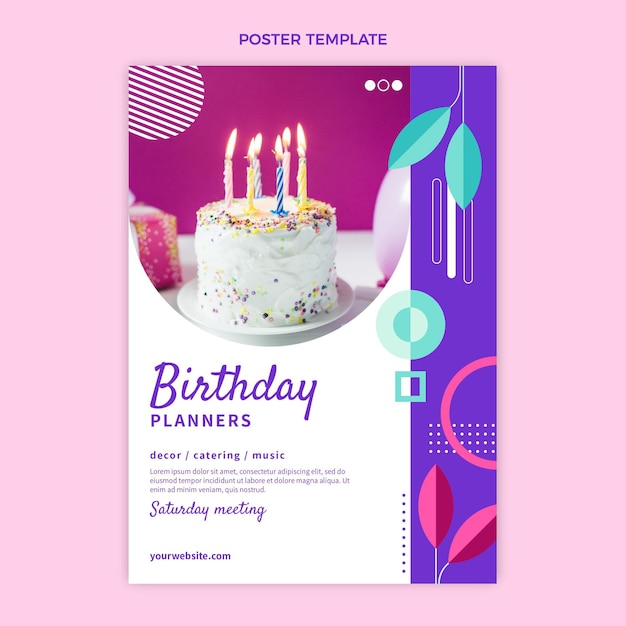 Platte ontwerp mozaïek verjaardag poster