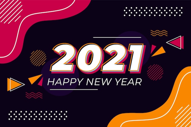 Platte ontwerp nieuwjaar 2021 achtergrond