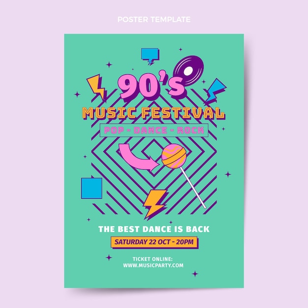 Vector platte ontwerp nostalgische muziekfestival poster