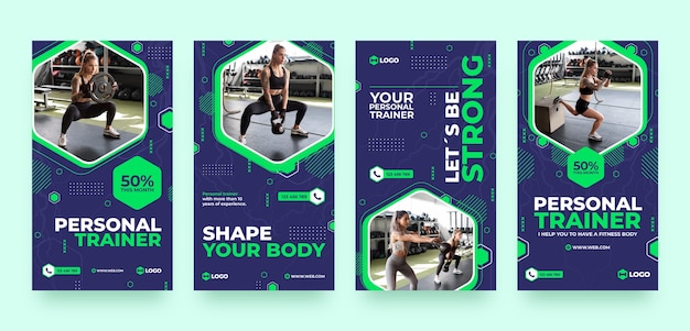 Vector platte ontwerp personal trainer instagram verhalen sjabloon