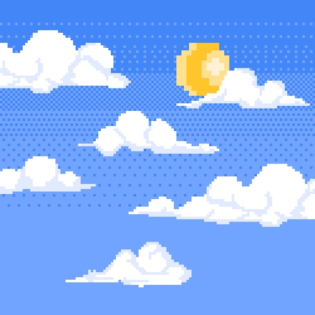 Platte ontwerp pixel art cloud illustratie