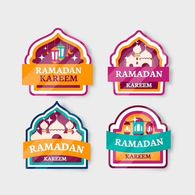 Platte ontwerp ramadan badge collectie