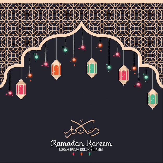 Platte ontwerp ramadan kareem achtergrond