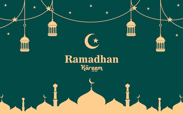 Platte ontwerp ramadan kareem achtergrond