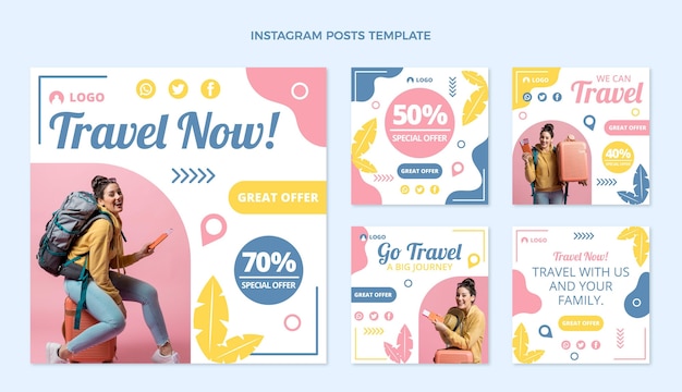 Platte ontwerp reis instagram berichten sjabloon