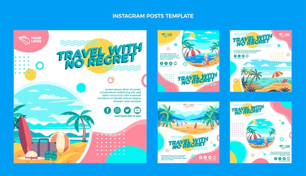 Platte ontwerp reis instagram berichten sjabloon