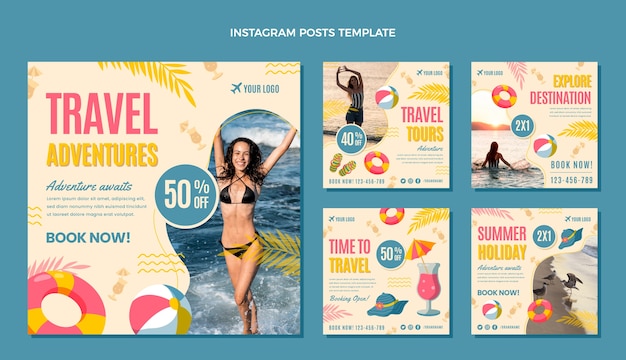 Vector platte ontwerp reis instagram post