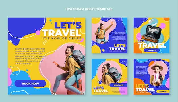 Platte ontwerp reis instagram postpakket