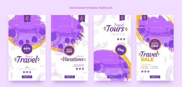 Vector platte ontwerp reis instagram verhalen