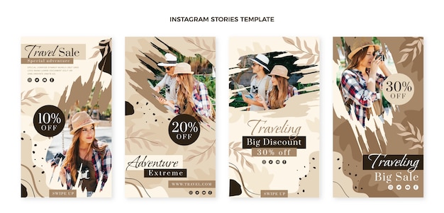 Vector platte ontwerp reis instagram verhalen