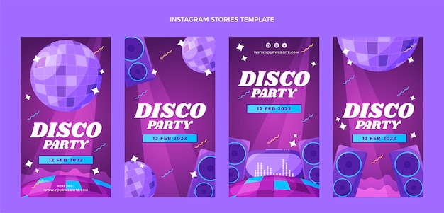 Vector platte ontwerp retro disco party instagram verhalen