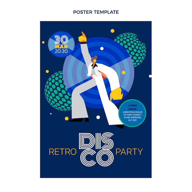 Vector platte ontwerp retro disco party poster sjabloon