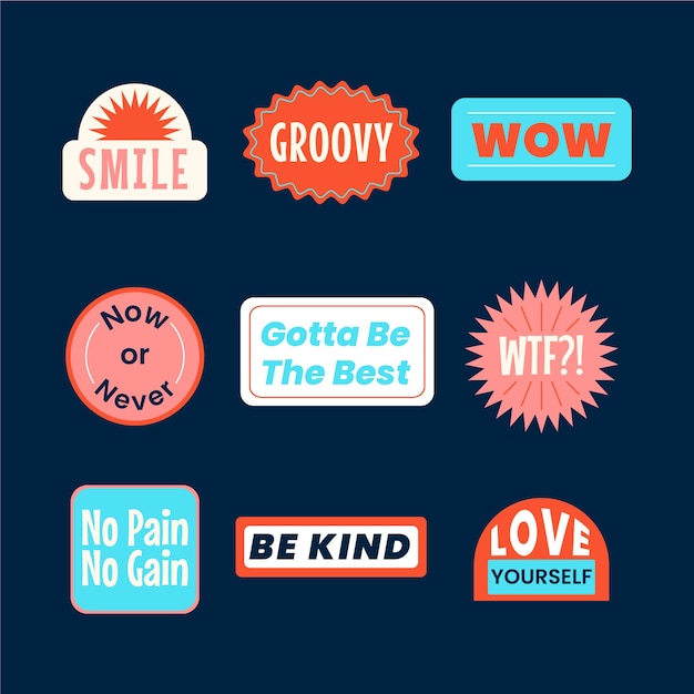 Vector platte ontwerp retro stickercollectie