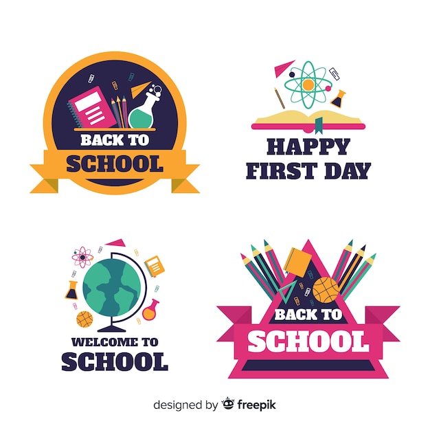 Platte ontwerp school logo collectie