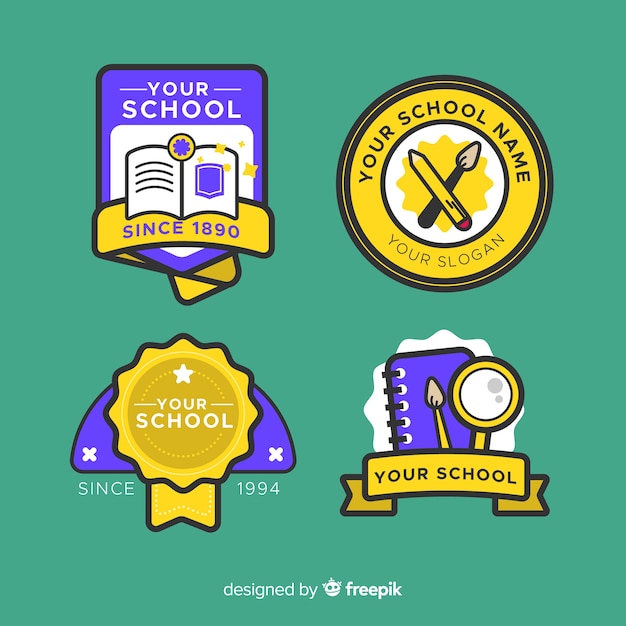 Platte ontwerp school logo collectie