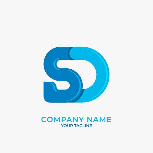 Platte ontwerp sd en ds logo sjabloon