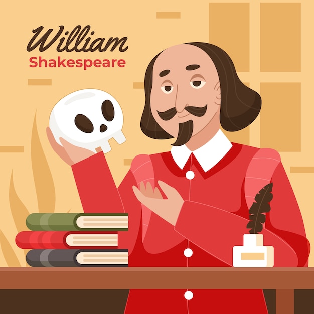 Vector platte ontwerp shakespeare illustratie