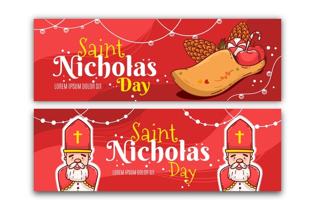 Platte ontwerp sinterklaas dag banners sjabloon