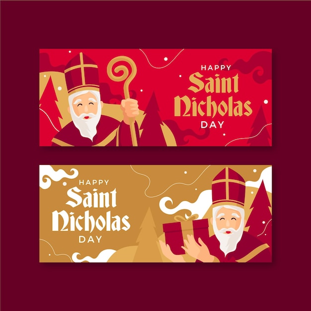 Platte ontwerp sinterklaas dag sjabloon voor spandoek