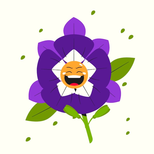 Vector platte ontwerp smiley gezicht bloem illustratie