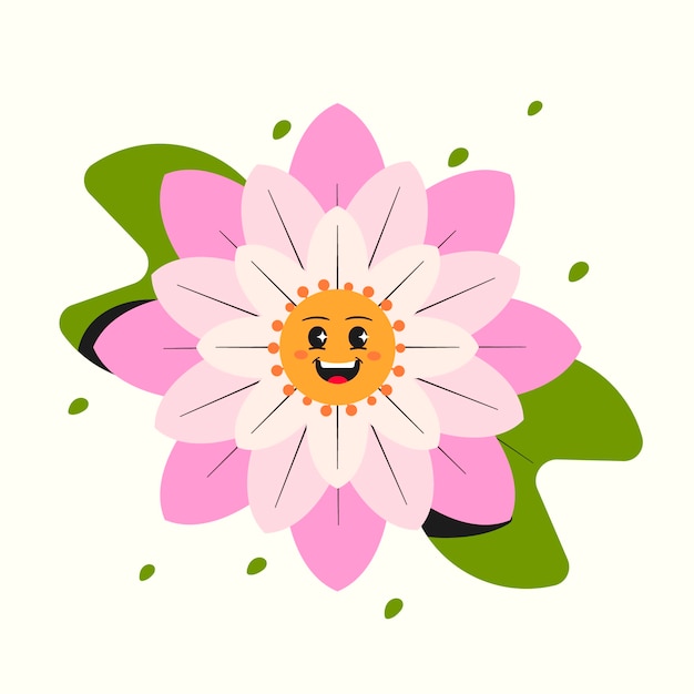 Platte ontwerp smiley gezicht bloem illustratie