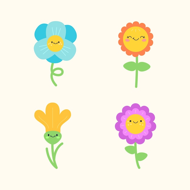 Vector platte ontwerp smiley gezicht bloem illustratie