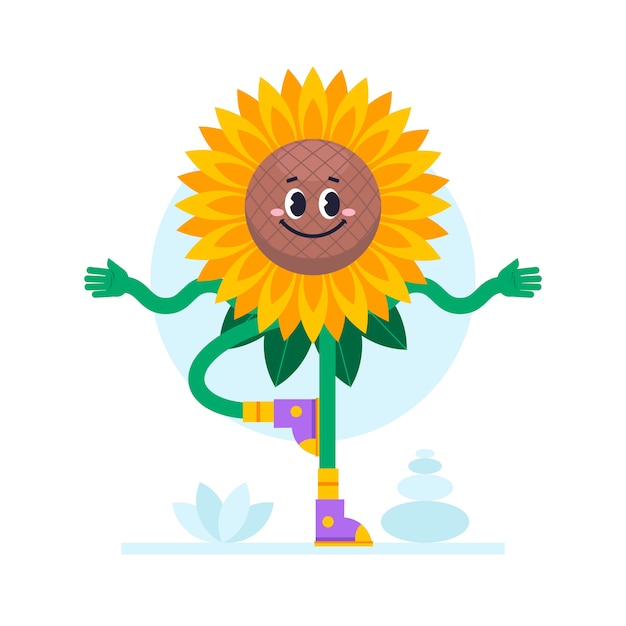 Platte ontwerp smiley gezicht bloem illustratie