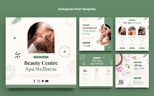 Vector platte ontwerp spa instagram post