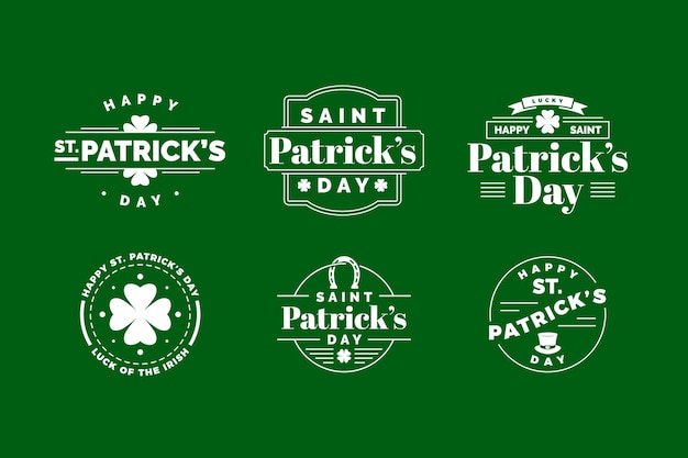 Platte ontwerp st. patricks dag label collectie thema