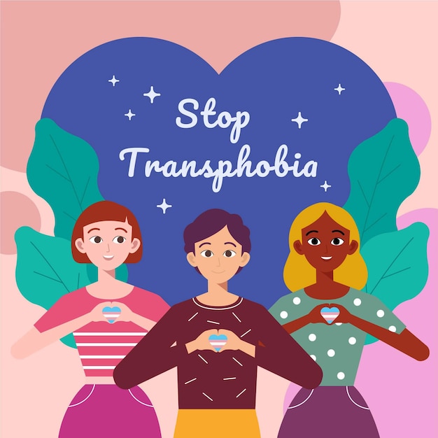 Platte ontwerp stop transfobie concept