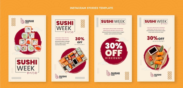 Platte ontwerp sushi instagram-verhalen