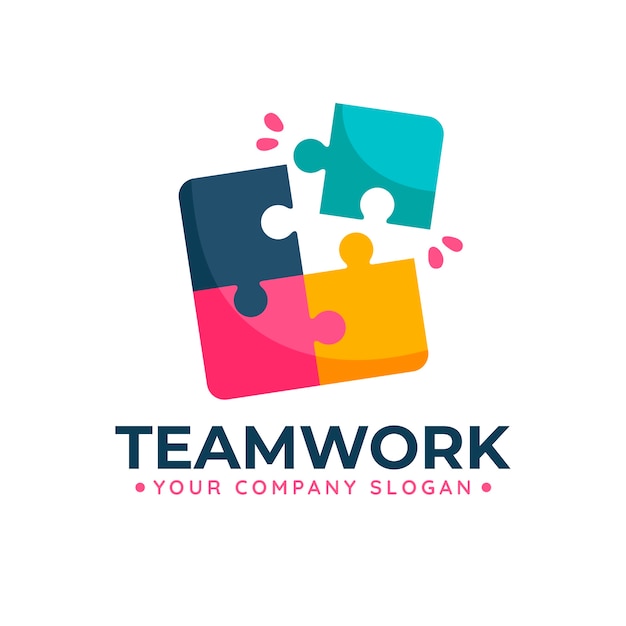 Platte ontwerp teamwerk logo sjabloon