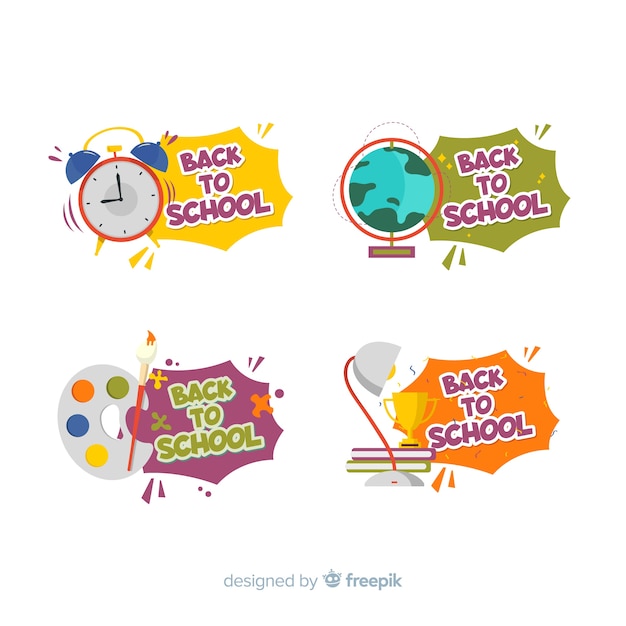 Vector platte ontwerp terug naar school badge-collectie