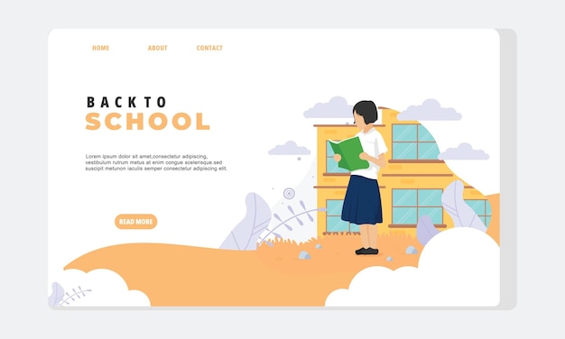 Vector platte ontwerp terug naar school-sjabloon