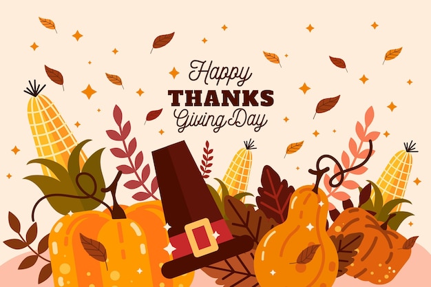 Vector platte ontwerp thanksgiving achtergrond