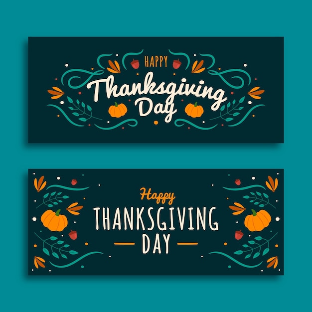 Platte ontwerp thanksgiving banner sjabloon