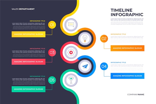 Vector platte ontwerp tijdlijn infographic sjabloon