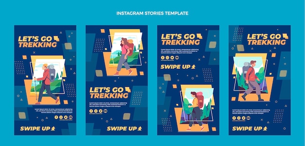 Vector platte ontwerp trekking instagram verhalen