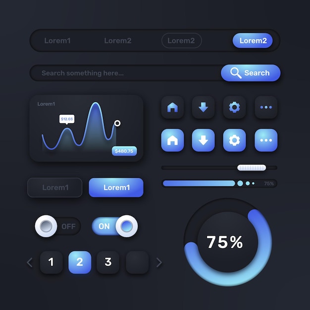 Vector platte ontwerp ui- en ux-elementen