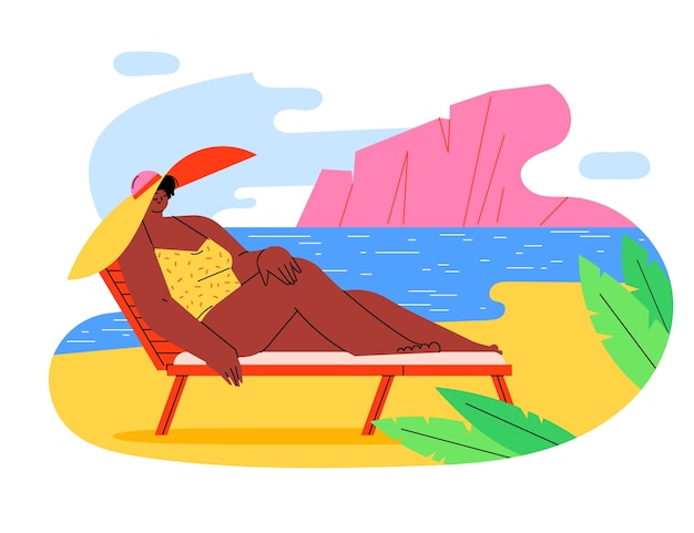 Vector platte ontwerp van capri illustratie op strand