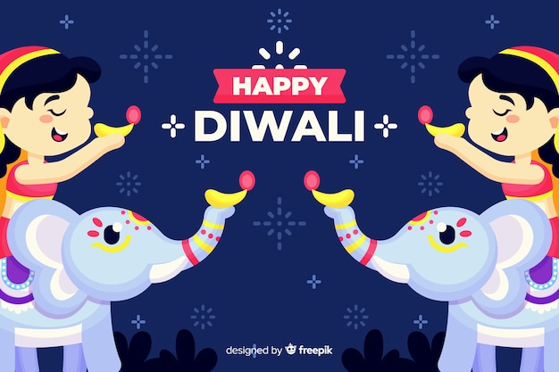 Platte ontwerp van diwali achtergrond