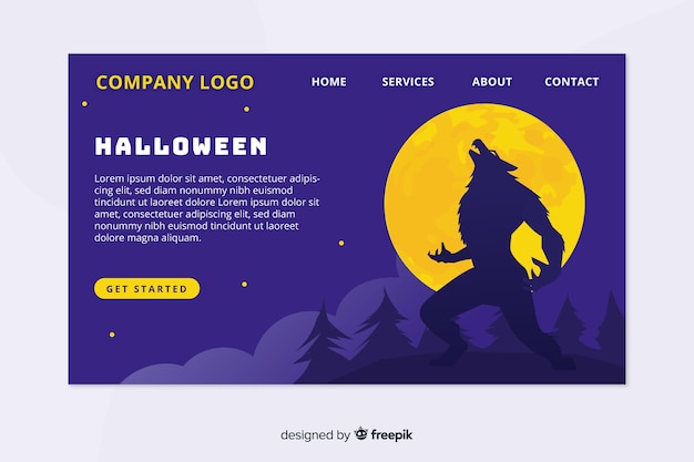 Platte ontwerp van halloween bestemmingspagina