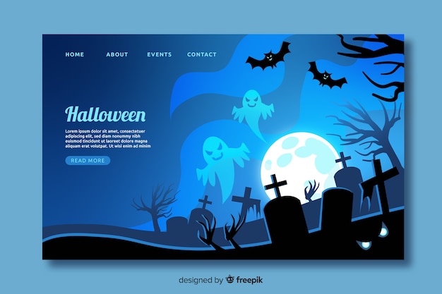 Platte ontwerp van halloween bestemmingspagina