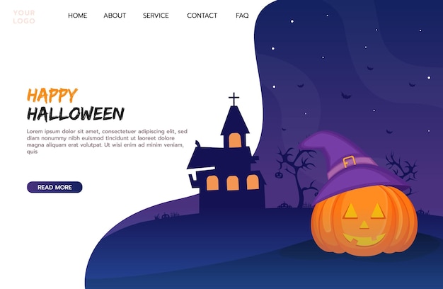 Platte ontwerp van halloween-bestemmingspaginasjabloon