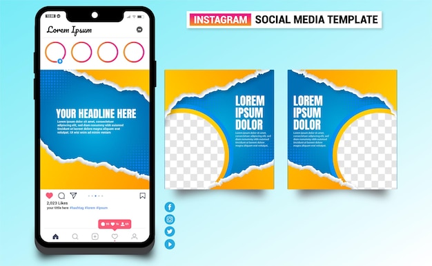 Platte ontwerp van instagram social media postsjabloon 07