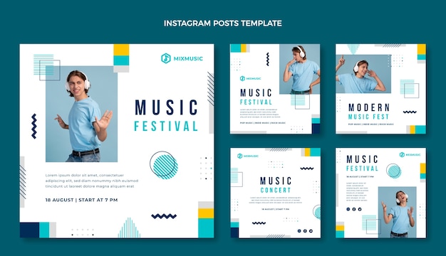 Vector platte ontwerp van muziekfestival instagram post