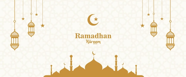 Platte ontwerp van Ramadan banner achtergrond