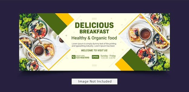 Platte ontwerp van voedselmenu Facebook-omslag en webbanner